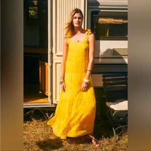 Sezane yellow and gold long dress Size 38
